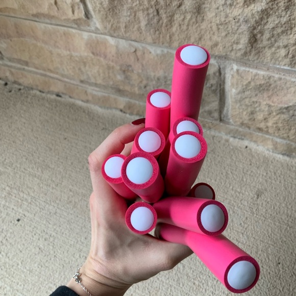 Flexible Bendable Heatless Hair Curling Rods Foam Pink Set X 11 - Picture 7 of 8